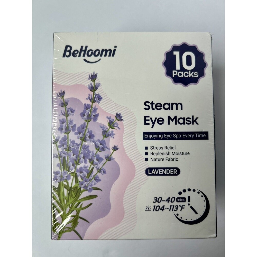 BeHoomi Steam Eye Mask Lavender 18 Packs Self Heating Disposable Stress Relief